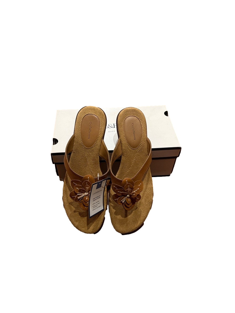 Croft & Barrow Casual Tan Slip On Floral Sandals | Size 11